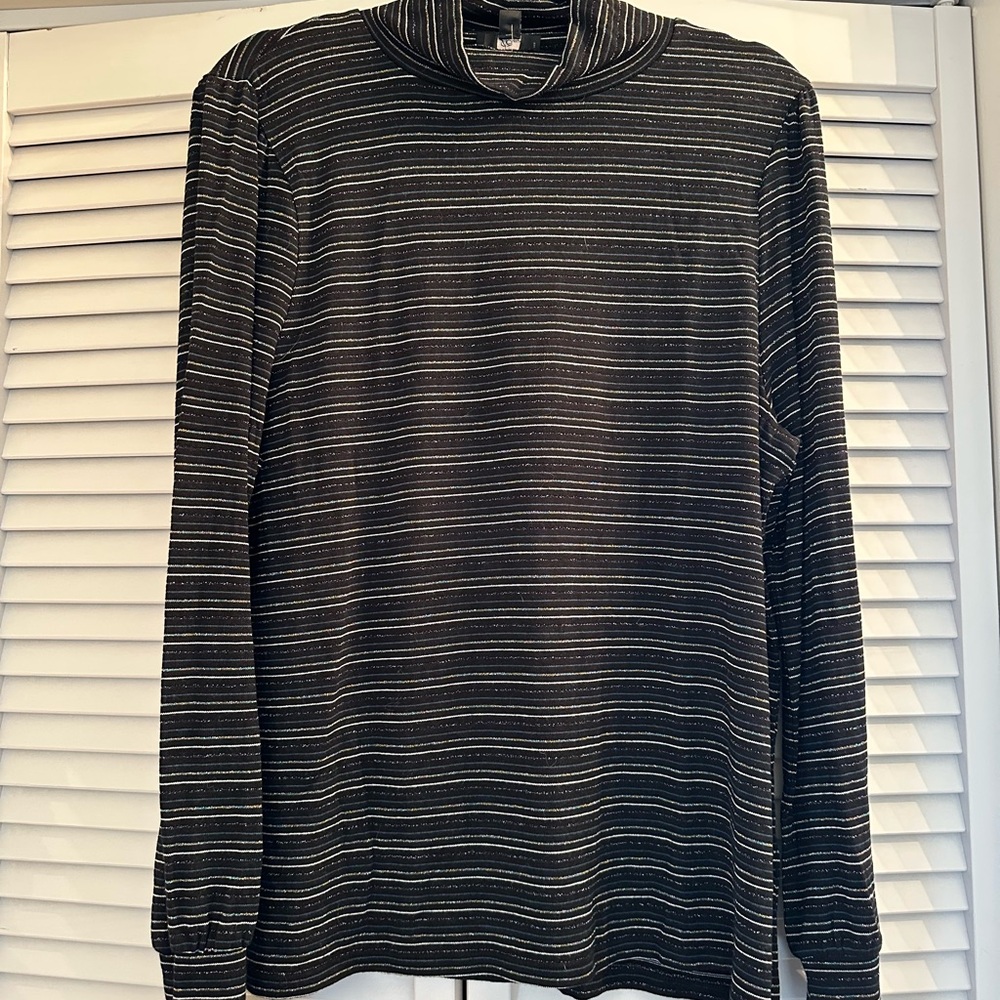 J. Crew Metallic Striped Turtleneck